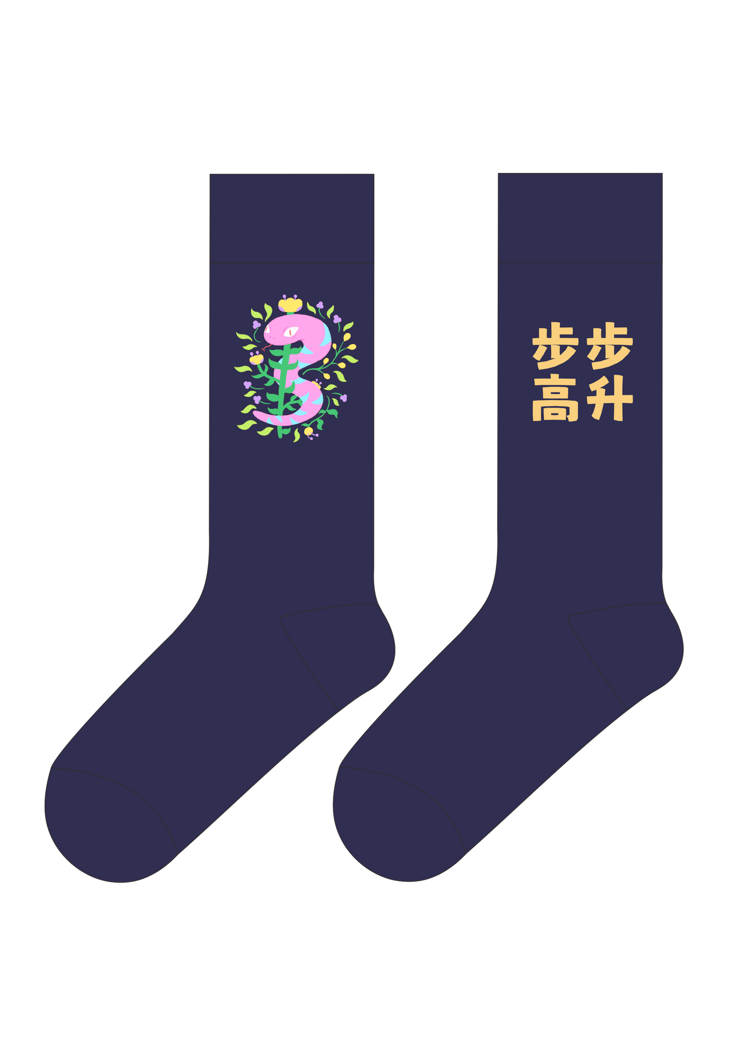 Step by Step to Success | FeliX Lucky Chinese Words Cotton Crew Socks Gift Box